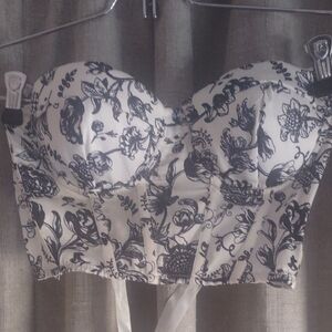 Floral Black and White Bustier